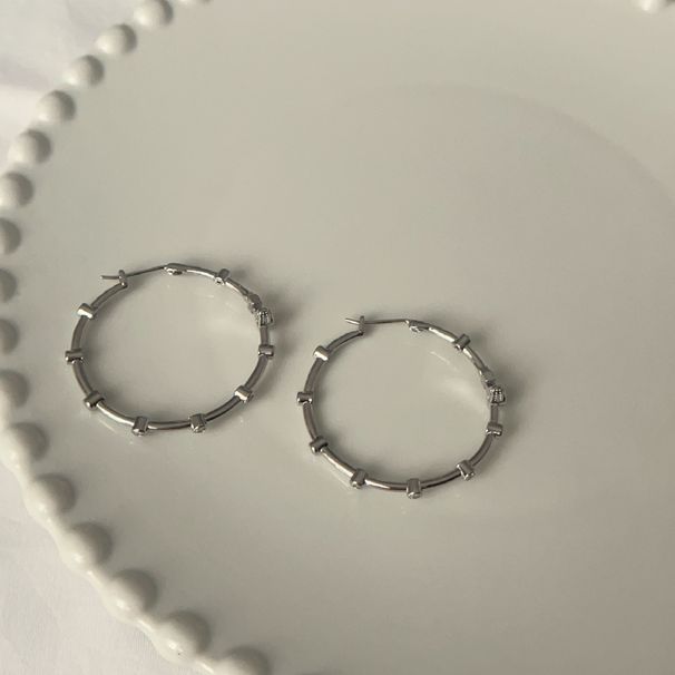 Orecchini a cerchio con diamanti intarsiati e nodo di bambù con pianeta Saturno, stile hip hop, per ragazze dolci e alla moda, in metallo._voghion.com