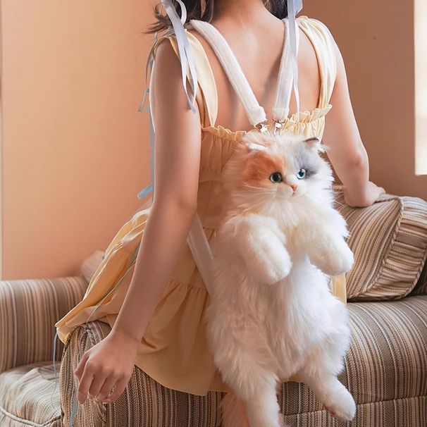 New Product Same Style Simulated Three Flower Cat Backpack Plush Cloth Doll Bag as a Birthday Gift for Best Friends and_voghion.com