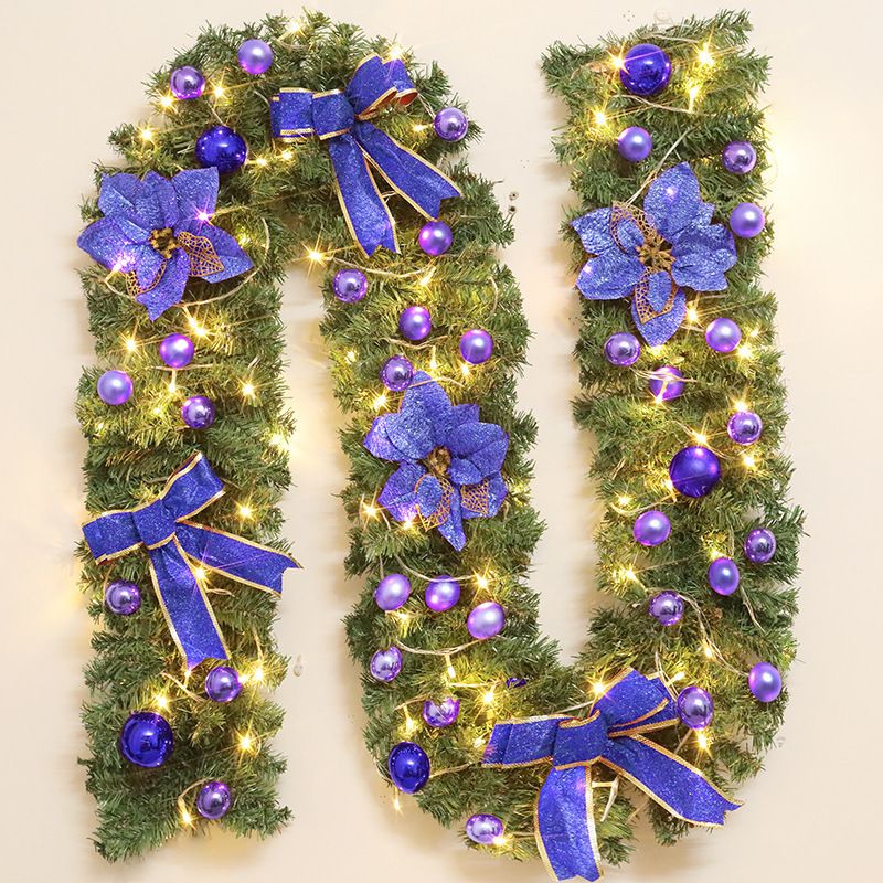 2.7 meter encrypted simulation Christmas rattan, Christmas scenery, golden red wreath set, door and window decoration_voghion.com