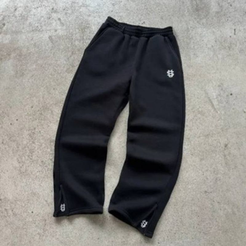 Embroidered Zipper Sweatpants Casual Trousers High Street Hip Hop Rap Street US Size Men's And Women's Sweatpants_voghion.com