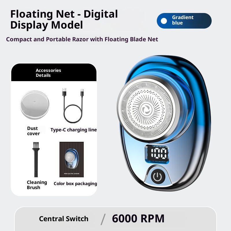 Elektrisch scheerapparaat met 28 mesjes voor mannen - Ultrastil (35 dB), snel opladen via USB-C, gebruiksduur van 70 minuten, IPX7-waterdicht, 5D-zwevende scheerkoppen, LED-scherm_voghion.com