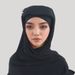 New Solid Color Sponge Pullover Hat Two-piece Set Muslim Baotou Headscarf With Brooch_voghion.com