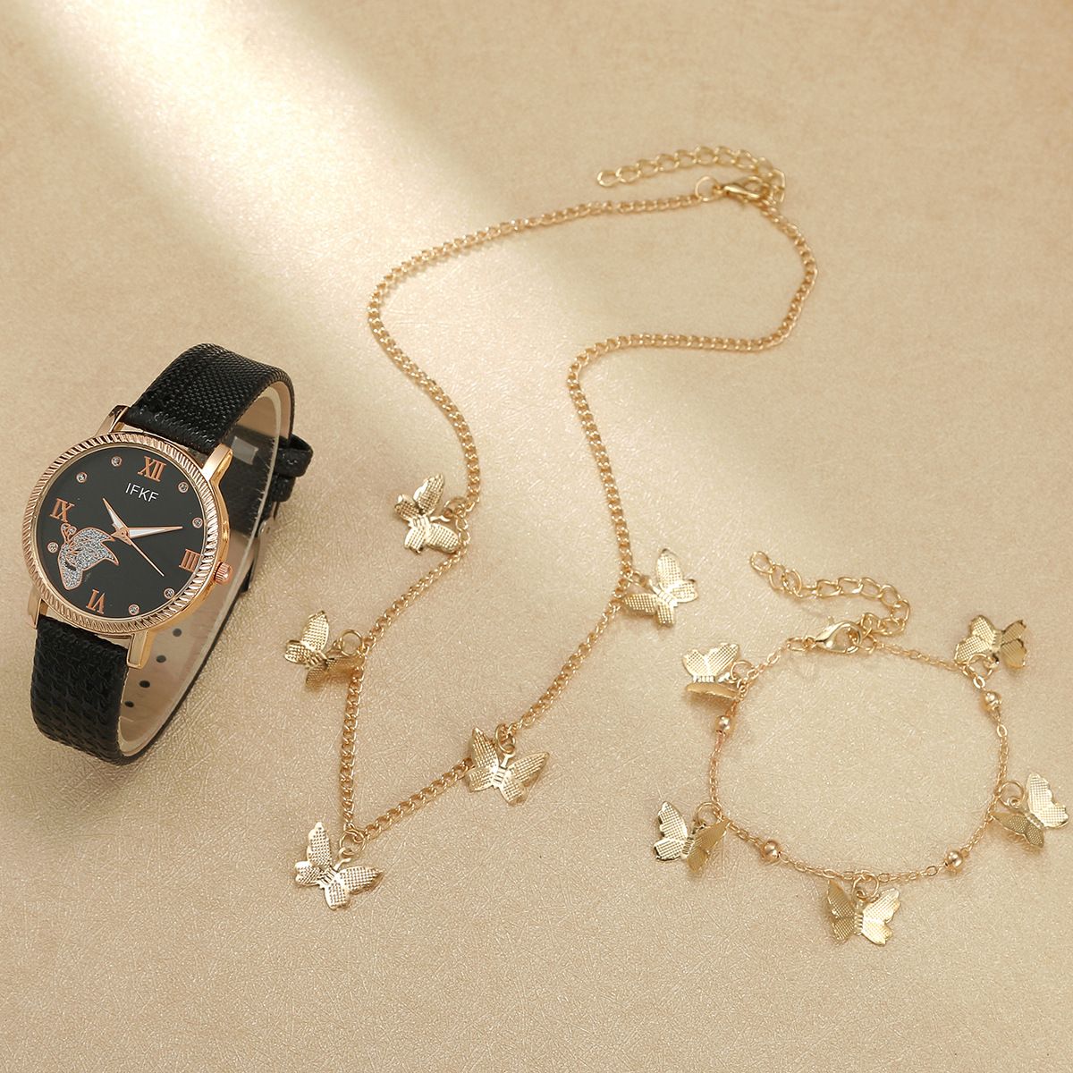 Damenuhren Persönlichkeit Mode Temperament Damen Einfache Vielseitige Halskette Uhrenset Mode Lässig Gürtel Quarzuhr Set_voghion.com