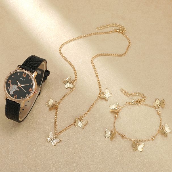 Damenuhren Persönlichkeit Mode Temperament Damen Einfache Vielseitige Halskette Uhrenset Mode Lässig Gürtel Quarzuhr Set_voghion.com