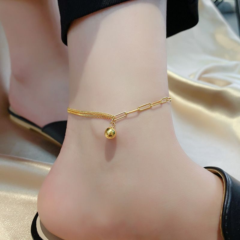 Summer Ins Style Trend Ball Splicing Chain Anklet For Women Gold Plated Non-Fading Light Luxury High-End Jewelry_voghion.com