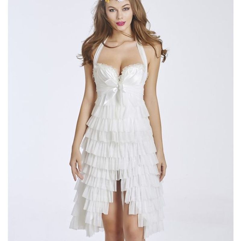 Robe corset formelle vintage avec volants superposés pour soirées dansantes d'Halloween victoriennes, mariage, demoiselle d'honneur, col licou_voghion.com