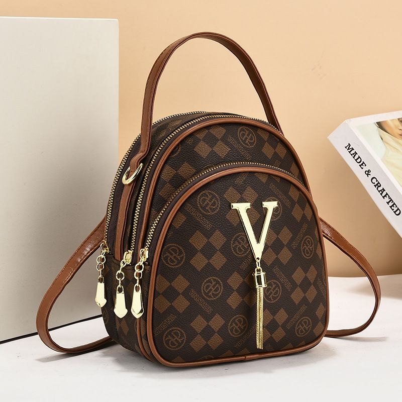 Backpack Women New Pu Fashion Printed Bag Single Shoulder Messenger Bag Versatile Dual Purpose Small Backpack Women's Bag_voghion.com