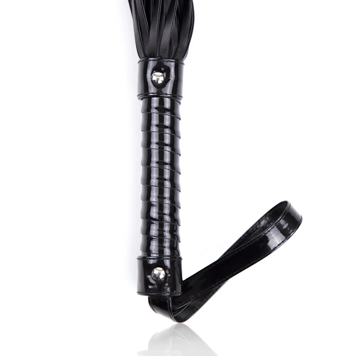 Adult Sex Toys Black Leather Whip Bright Leather Fun Handle Training Game_voghion.com