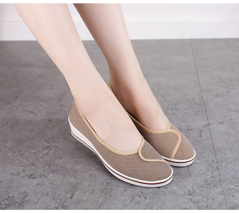 Women's Shoes Brand Women's Black And White Wedge Heel Soft Sole Cowhide Sole Beauty Shoes Flat Spring And Summer Breathable White Shoes Nurse Shoes_voghion.com