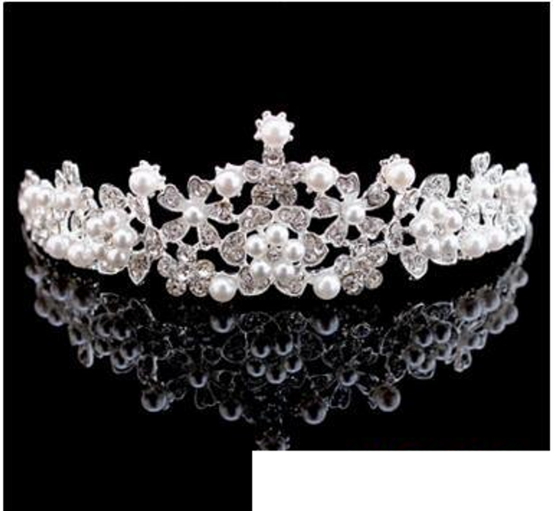 Fabrieksklare groothandel, bruidsbruiloft strass parelkroon haarkam hoofdtooi, kristallen ketting tweedelige set_voghion.com