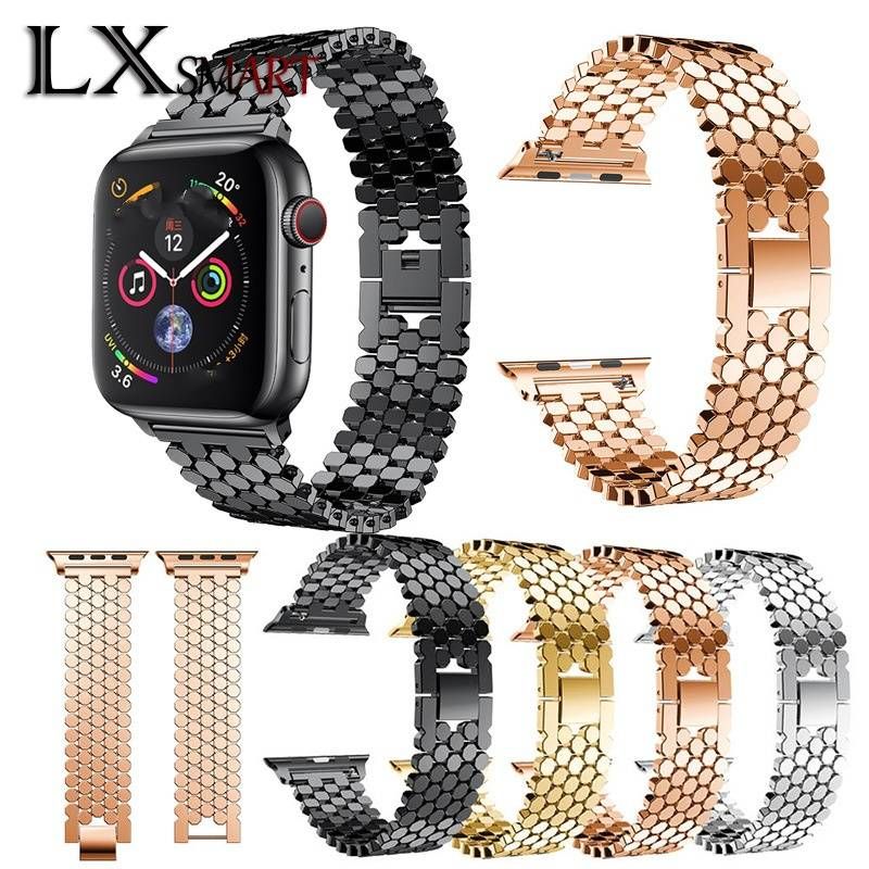 Unisex Accessories Watch 8 Accessories Fish Scale Pattern Metal Stainless Steel Belt Watch Belt Iwatch Honeycomb Steel Belt_voghion.com