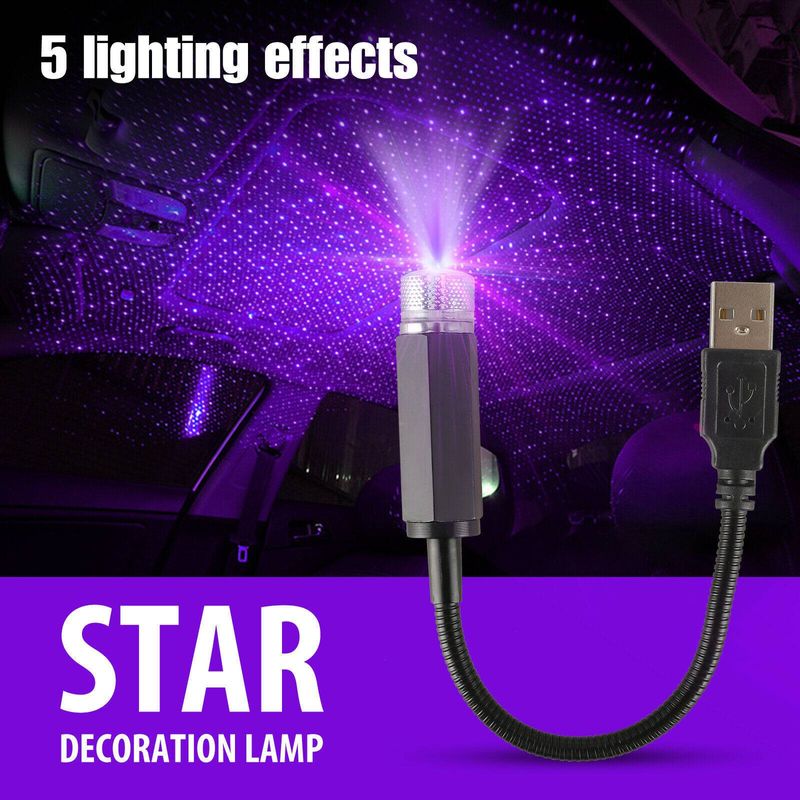 USB atmosfersko svjetlo za automobilsko zvjezdano nebo, dekoracija interijera krova automobila, projekcijsko svjetlo za stropno zvjezdano nebo_voghion.com