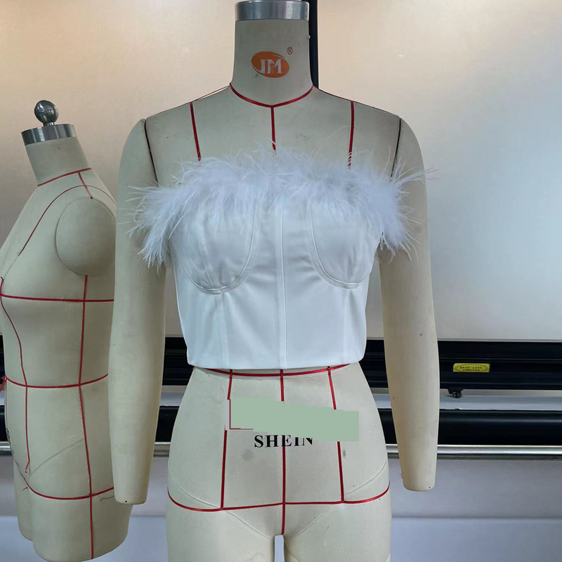 Dames mouwloze tubetop – zomervest met harige steekdetails en een slanke pasvorm (wit/zwart, S-L)_voghion.com
