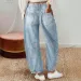 Retro-Bananenhose, lockere Jeans mit weitem Bein, mittlere Taille, gerades Bein, Denim, lockere Passform, gerade geschnittene Freizeitjeans für Damen_voghion.com