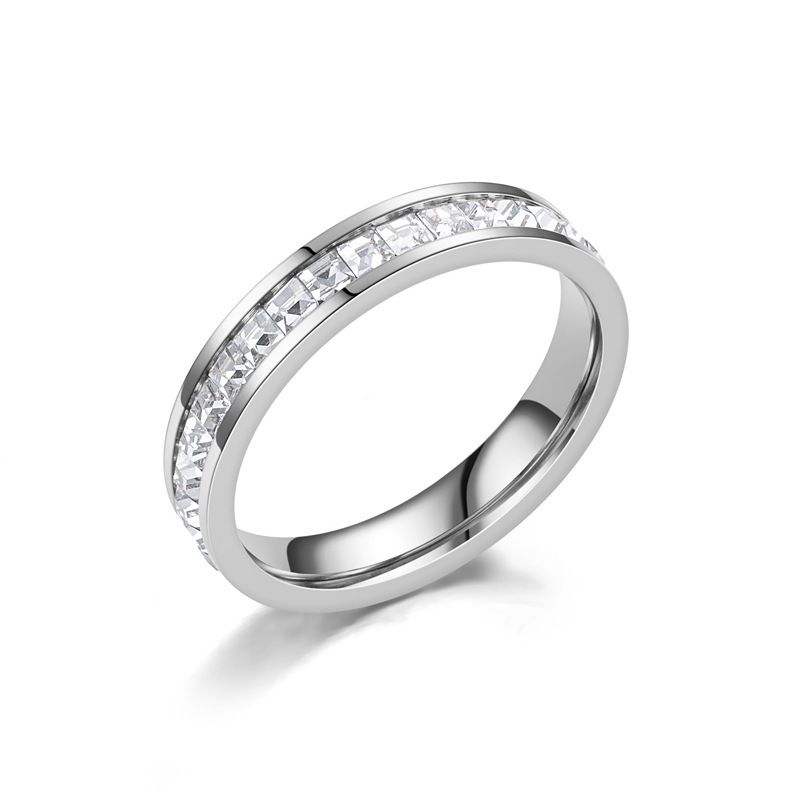 Flashing starry sky single and double row zircon titanium steel ring jewelry design light luxury couple diamond style does not fade_voghion.com