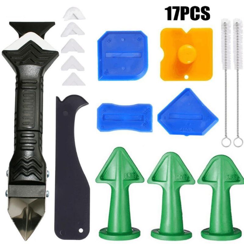 Professional 17-Piece Grout Tool Kit With Metal Scraper, Squeegee & Nozzles – Perfect For Tile, Glass & DIY Projects​_voghion.com