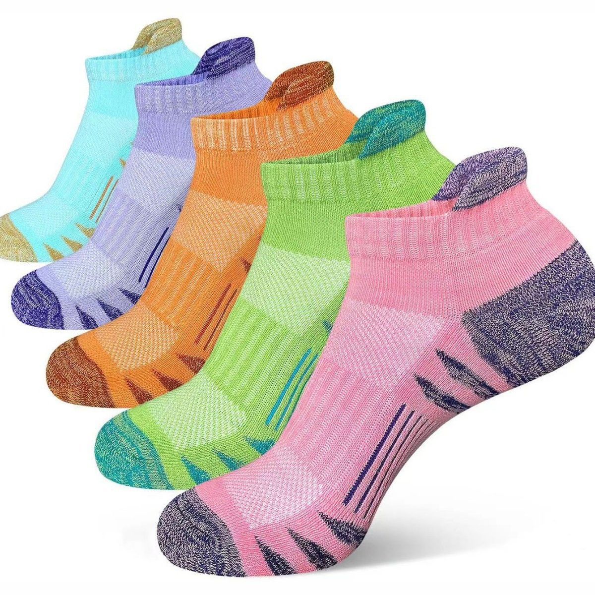 Breathable Running Socks – Anti-Slip, Quick-Dry Polyester Blend (Unisex, Low-Cut, 5-Pack, Multi-Color Options)_voghion.com