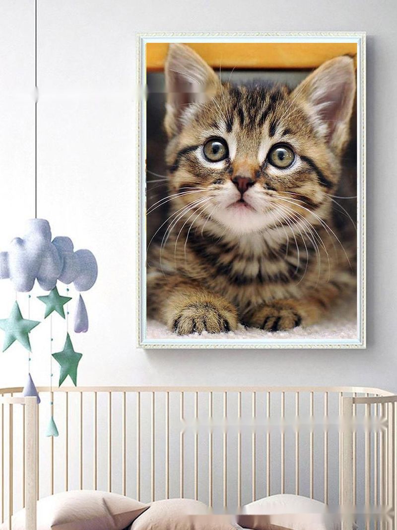 New 5D Animal Series Cute Cat Full Diamond Cross Decorative Painting_voghion.com