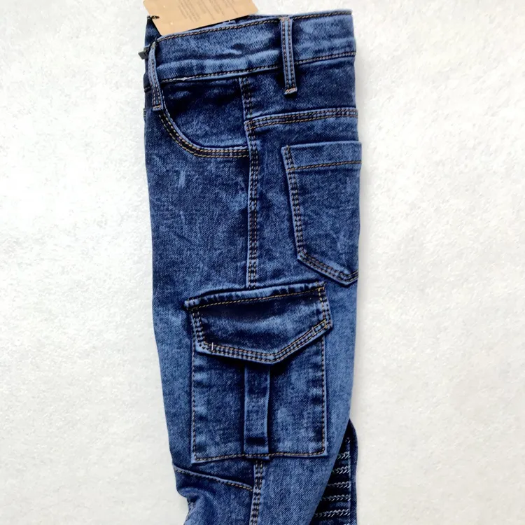 Salopette en denim pour garçons, pantalon multi-poches, revers de pied décontracté, vêtements pour enfants, jeans, offre exclusive transfrontalière_voghion.com