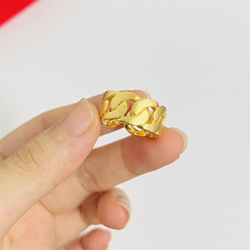 Bague ouverte plaquée or pour homme, chaîne cubaine mate, bijoux tendance_voghion.com