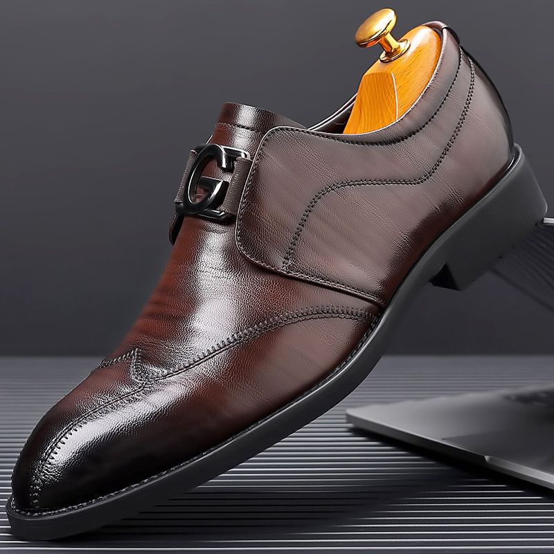 Breathable Pointed In Spring And Summer, Suit, Wedding Business Dress, Leather British Casual Shoes, Men's Shoes_voghion.com