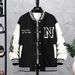 Men's Streetwear Baseball Jacket – Oversized Unisex Varsity Coat With Print & Ribbed Hem (S-3XL, Black/Blue/Green/White)_voghion.com