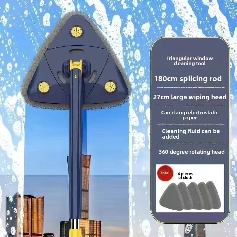 360 Rotating Lazy No-Wash Triangle Mop For Home Ceiling Roof Wall Cleaning Magic Tool Dry And Wet Dual Use_voghion.com