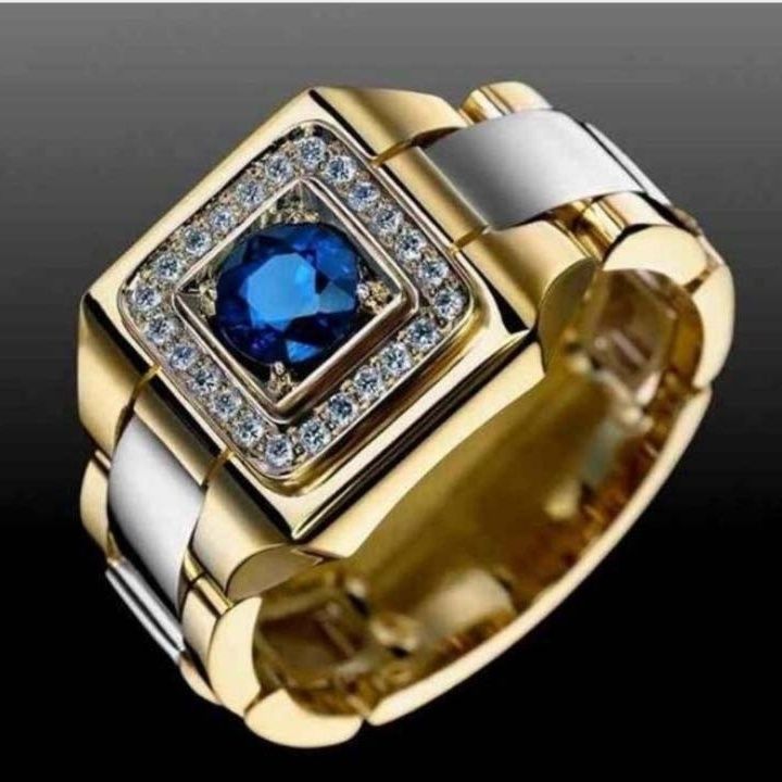 Powerful New Men's Luxurious Zircon Fashion With Personalized Diamond Inlaid Gold Business Ring_voghion.com