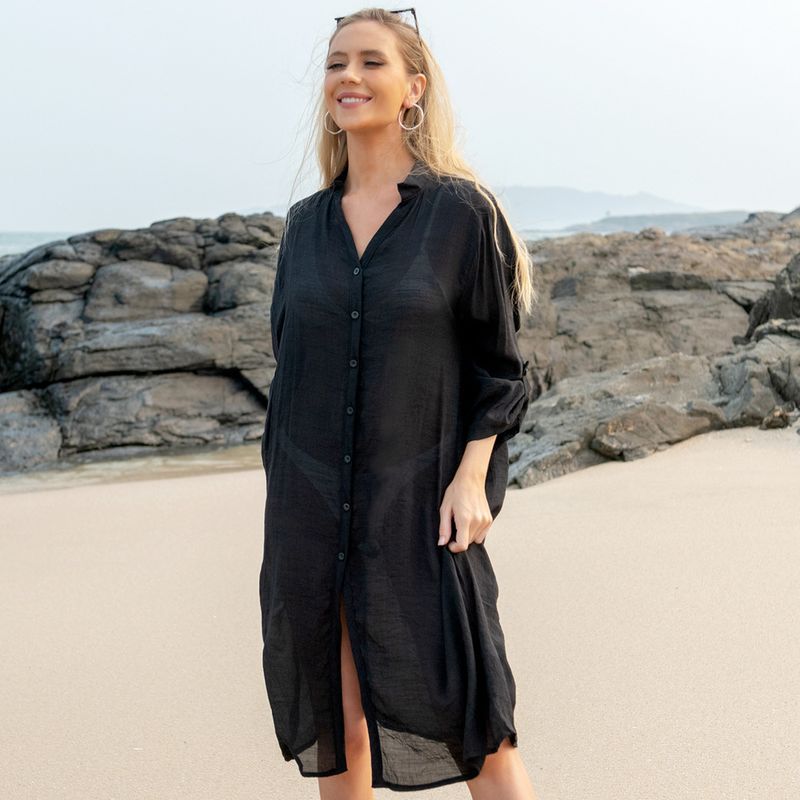 Camicia da notte sexy da donna taglie forti, estiva, da spiaggia, con protezione solare, ampia camicia stile abito lungo_voghion.com
