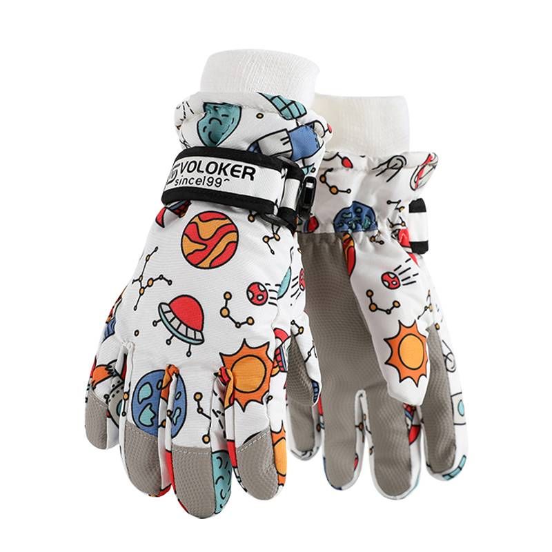 Unisex Children's gloves Ski gloves Cartoon warm gloves plus fleece waterproof winter children's cycling gloves full finger_voghion.com
