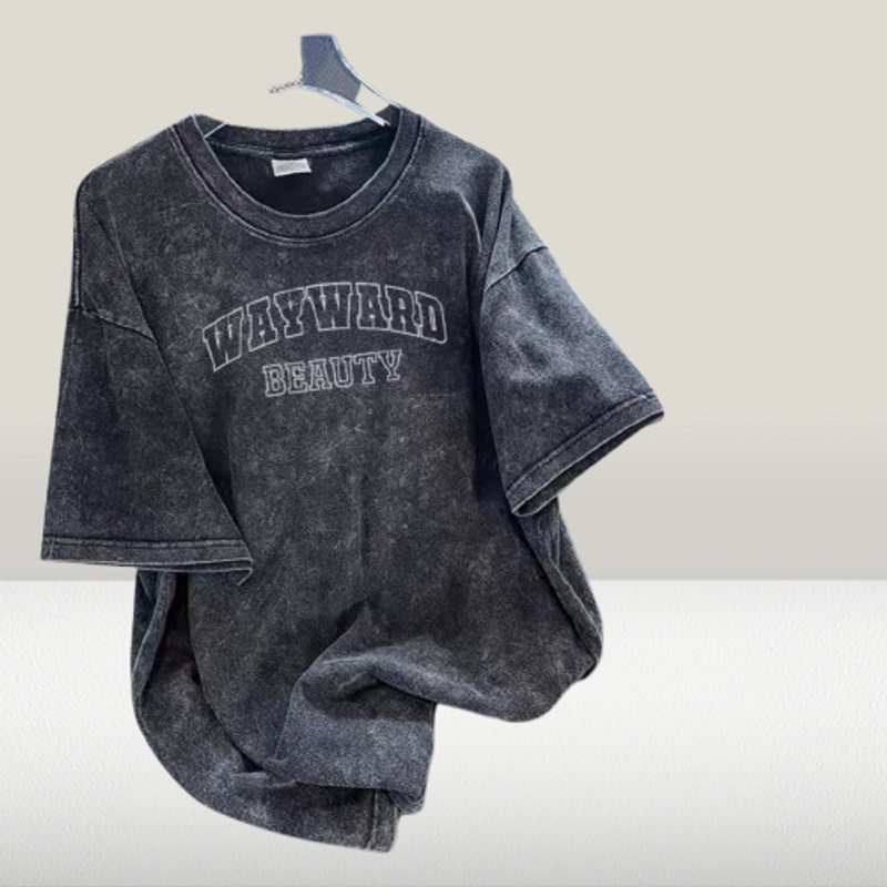 Men's Clothing Washed and distressed short sleeved men's T shirt ins high street trend top clothes summer new loose T shirt_voghion.com