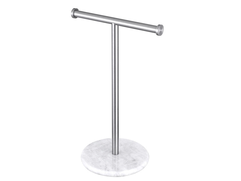 Hot Sale Table Top Marble Base Towel Bar Removable Stainless Steel Vertical Towel Rack Toilet Paper Holder_voghion.com
