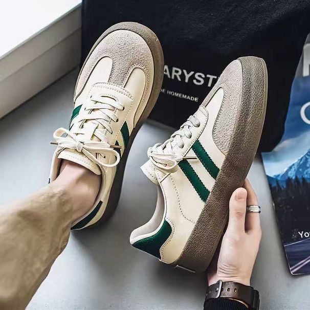 Dexue Schoenen Herenschoenen Nieuw Niche Design Hong Kong Stijl Mode Retro Lage Top Casual Herenschoenen Lage Top Leer_voghion.com