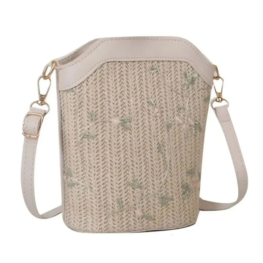 Modische, gewebte Crossbody-Tasche für Damen im Retro-Stil mit hohem Fassungsvermögen, gehäkelt, mit Reißverschluss, ideal für den Sommer._voghion.com