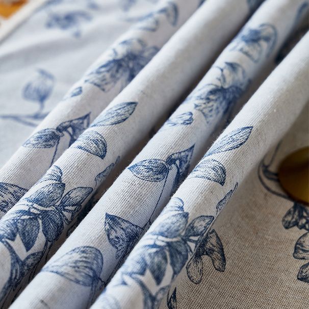 Scandinavian Blue Floral Tablecloth – Waterproof Cotton-Polyester Blend For Dining & Picnic (Multiple Sizes) – Bohemian Decor With Non-Slip Backing_voghion.com