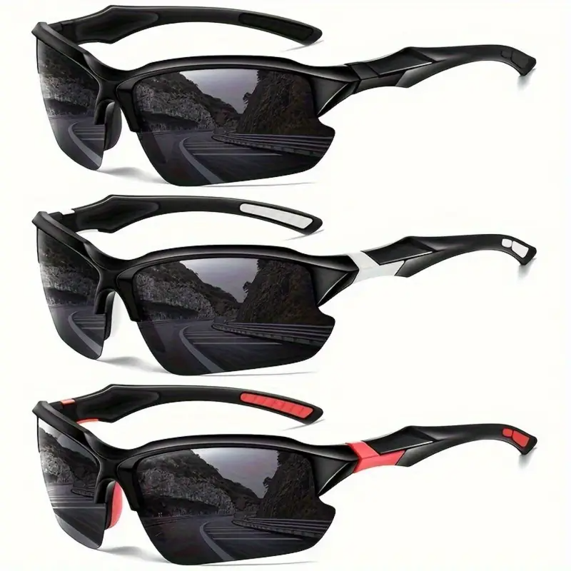 3-Pack High-Performance Polarized Sports Sunglasses - Unisex Wrap-Around Design Fishing, Cycling Outdoor Activities |_voghion.com