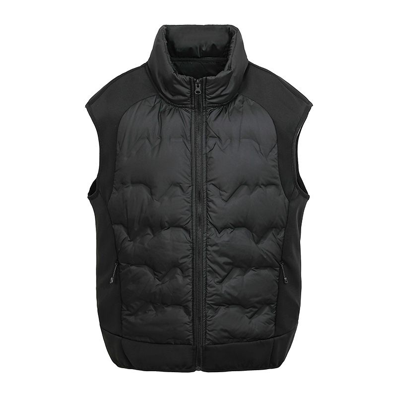 Herren-Daunenweste in schmaler Passform – Leicht und warm, Stehkragen, Schwarz/Grau/Beige, S-3XL_voghion.com