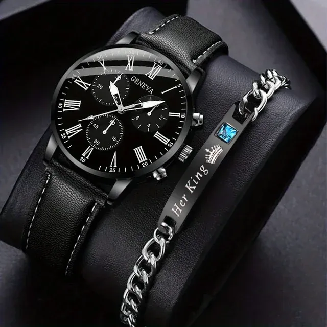 Armband/1 Stück Legierung Quarz & 1 Stück Armband Herrenuhr Set, ideale Wahl für Geschenke_voghion.com