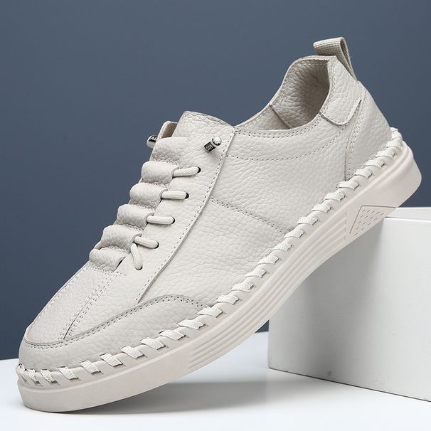 Handmade Sneakers 2025 New Model Top Layer Cowhide Breathable Genuine Men's Shoes Soft Leather Loafers_voghion.com