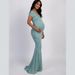 Off the shoulder wrap chest photography dress/dress maternity dress_voghion.com
