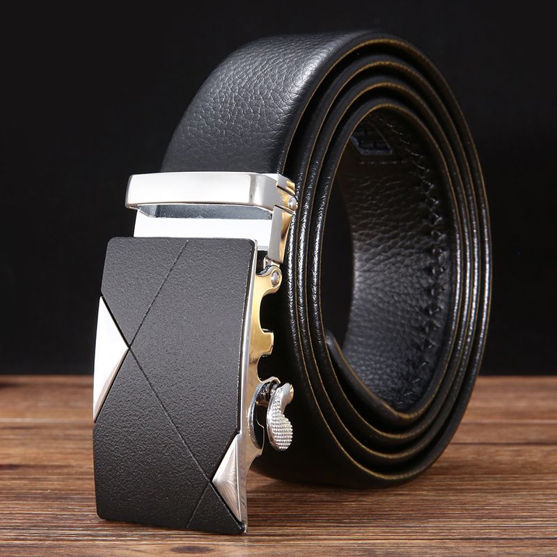 Top Grain Cowhide Belt Men's Belt Casual Business Youth Belt Men's Genuine Leather Automatic Buckle_voghion.com