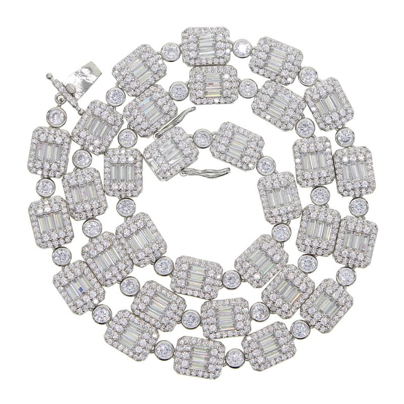 New 10X8mm Rectangular Zircon Trend Men And Women Hip Hop Necklace_voghion.com