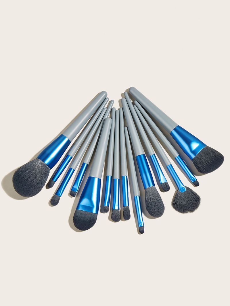 14-delige blauwe make-upborstelset, hoge kwaliteit, extra groot, inclusief foundationborstel, dubbelzijdige borstel FINDCOLOR_voghion.com