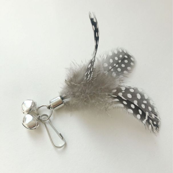 Small Size Polka Dot Pet Toy Pearl Chicken Teaser Cat Wand Feather Replacement Head Mini_voghion.com