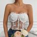 INS-Stil, heiß verkaufte Spitzen-Netz-Rosen-Tube-Top-Kielweste auf Lager_voghion.com