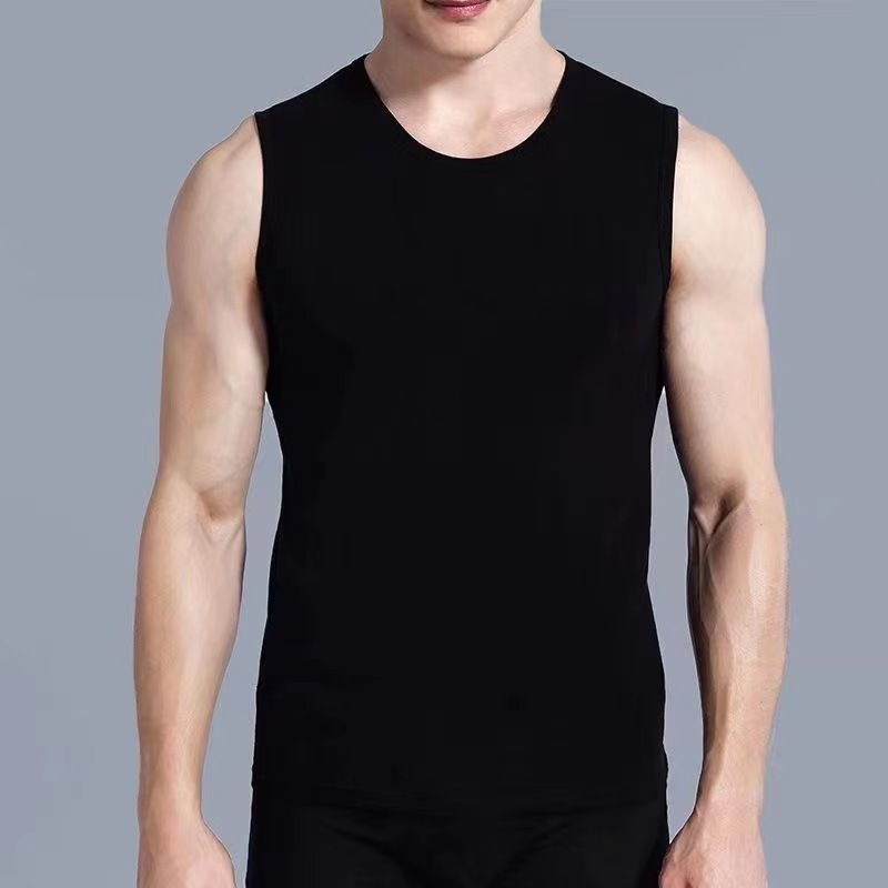 Sous-vêtements d'été pour hommes, épaules larges, col rond, gilet respirant, moulant, sport, fitness, couleur unie, sweat-shirt sans manches_voghion.com