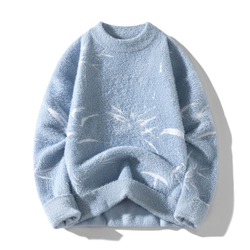 Bamboo Knit Sweater - Oversized Round Neck Pullover For Men & Women (Lavender, Cream) - Winter Textured Jumper Up To XXXL_voghion.com