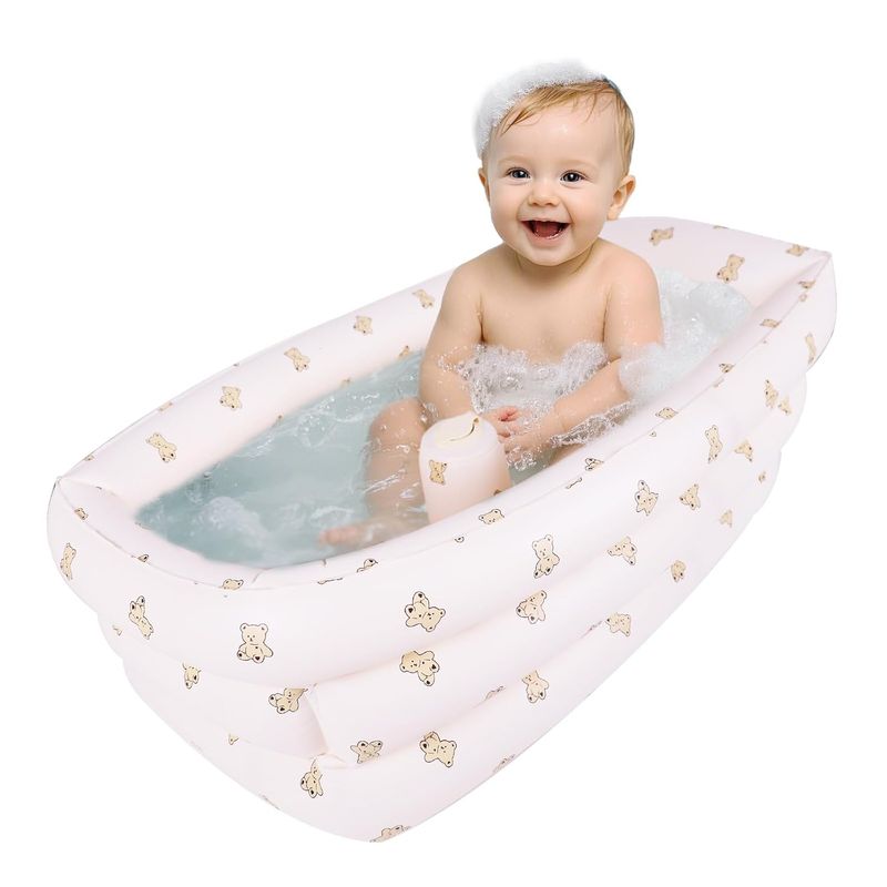 AirSwim Inflatable Baby Portable Bathtub With Non-Slip Air Pump, Small Ball Pool, Foldable Travel Bathtub, 30.7 X_voghion.com