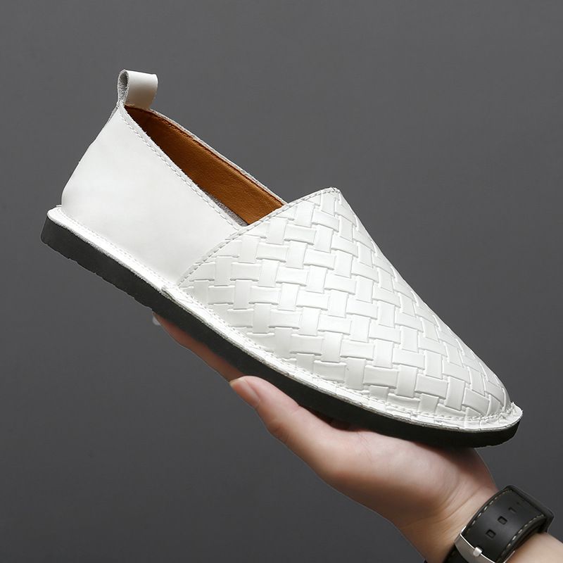 Autunno 2024 Scarpe da ginnastica casual in vera pelle con suola morbida, alla moda, bianche, slip-on, leggere, da uomo_voghion.com