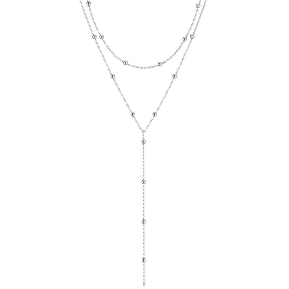 Halskette aus Edelstol mat Räisperlen, Y-fërmeg Duebelschicht, Liicht luxuriéis Nisch-Ronn-Perl-Quast-Multi-Schicht-Stapelhalskette_voghion.com